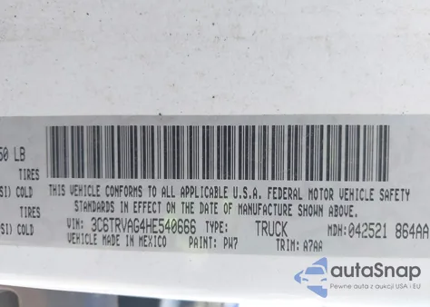 2017 Ram Promaster 1500 Low Roof 136 Wb from USA, damaged, VIN 3C6TRVAG4HE540666